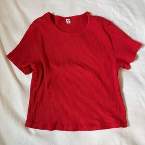 Ribbed Red T-Shirt Uniqlo